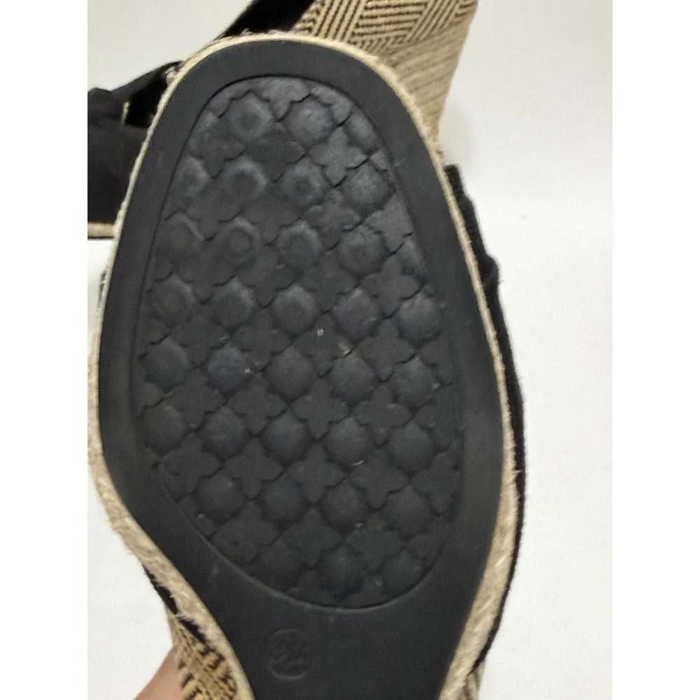 Kelly & Katie  8.5 M Knotted Espadrille Woven Wedge Sandal Black Beige
